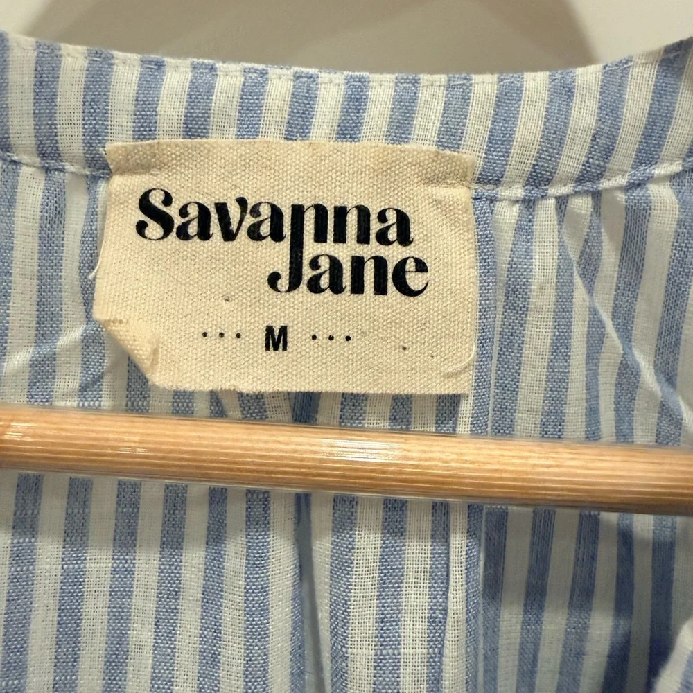 Savanna Jane Blue and White Striped Blouse - Picture 2 of 8